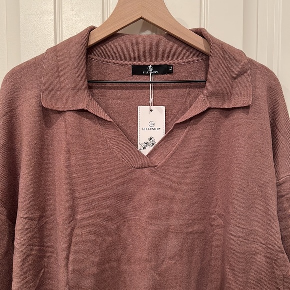 NWT Nutmeg Lillusory V-Neck Collared Sweater XL - Picture 5 of 16